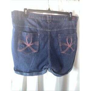 Old Skool Women’s Plus Size 22 Denim Shorts Y2K Hip Hop Looped Embroidery Pocket